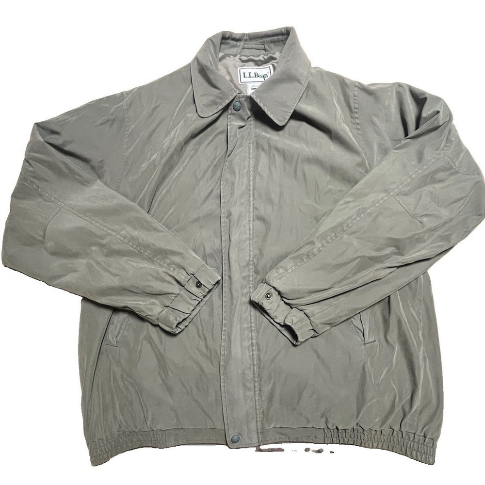 Vintage L.L. Bean Bomber Jacket Men's XL Tall Sage Green Full Zip Windbreaker